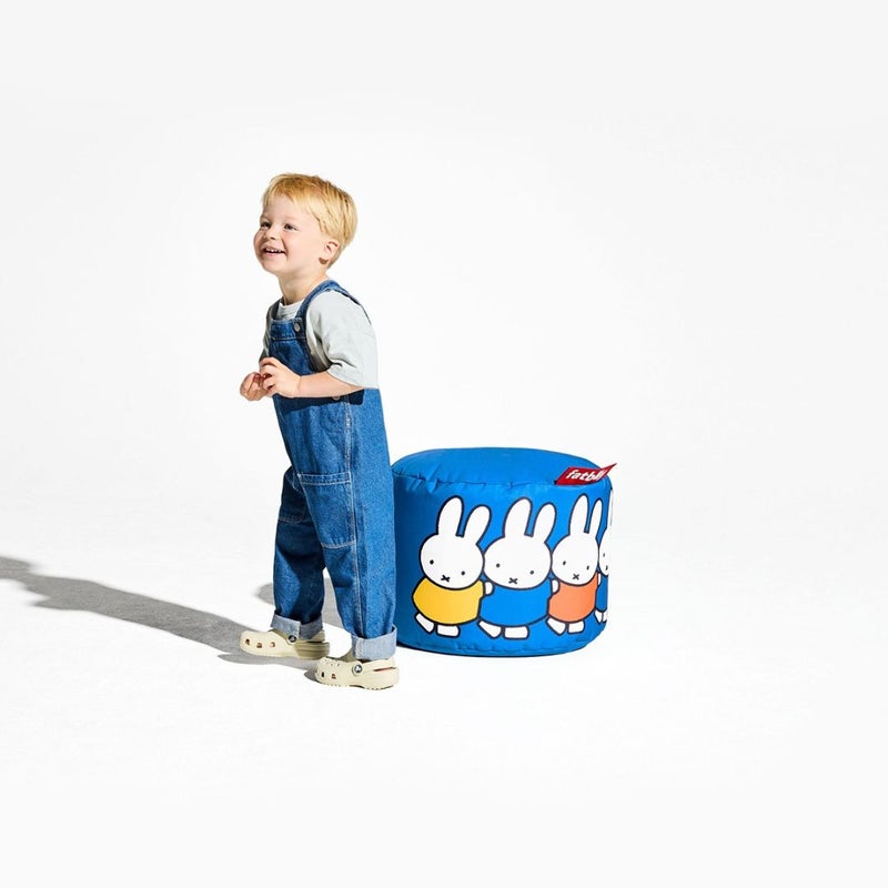 Fatboy Point Pouf (Small) x Miffy | Multifunctional Use as a seat, footrest, or side table | Designed for indoor use | EPS bead filling | Lightweight and easy to move | 50 × 35 cm - Blue - Image 3